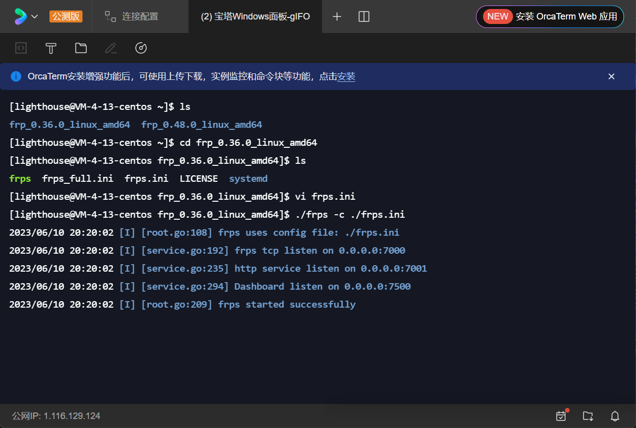 启动frps